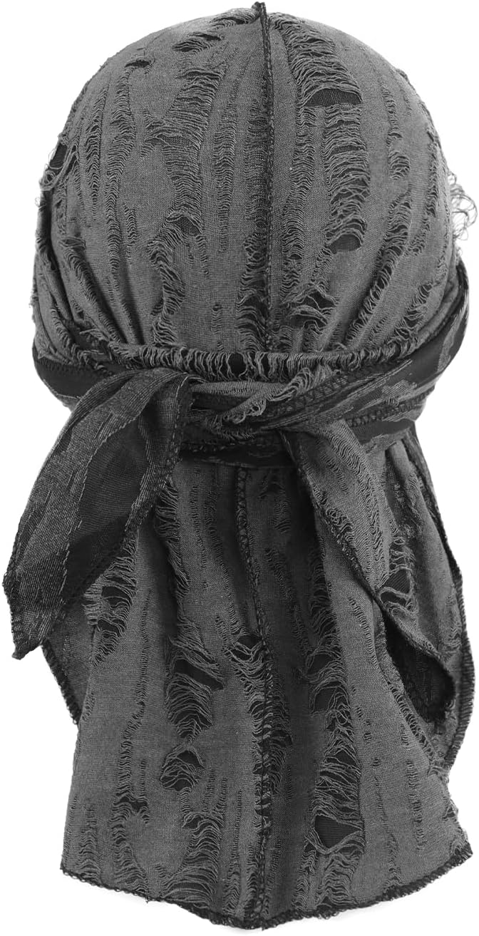 NICEYST Broken Hip Hop Do Rag Skull Cap Bandana Hat Du Rags Pirate Wave Durag Cooling Motorcycle Cycling Cap for Men Women - Image 2